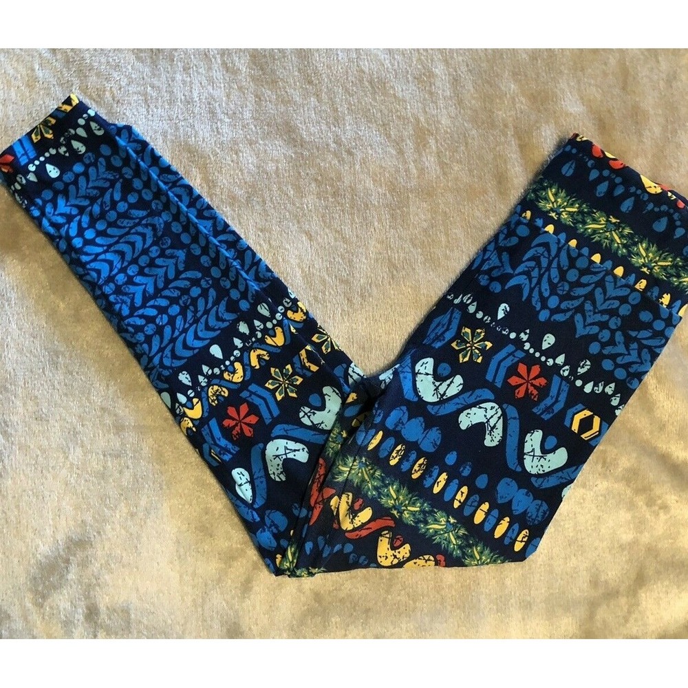 LulaRoe Leggings One size Blue Multi-colored Soft Comfort
